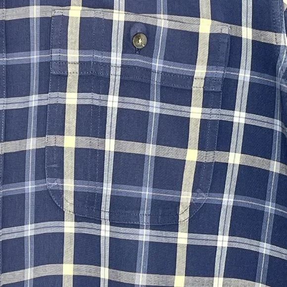 Wrangler Mens Button Down Shirt LG Blue Plaid Short Sleeve Rugged Wear Outdoors - Picture 3 of 10